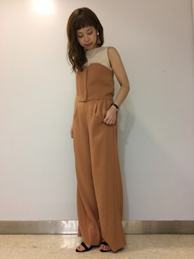 「アイテム（サロペット/オーバーオール、イエロー系）」を使った、hikariさん（レディース・153cm）の夏コーディネート