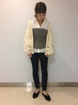 「アイテム（その他トップス、ブラウン系）」を使った、hikariさん（レディース・153cm）の秋コーディネート