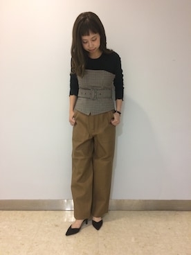 「アイテム（その他トップス、ブラウン系）」を使った、hikariさん（レディース・153cm）の秋コーディネート