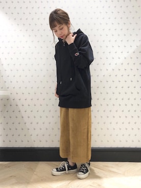 「A part by（アパートバイ）のアイテム（パーカー）」を使った、hikariさん（レディース・153cm）の秋コーディネート