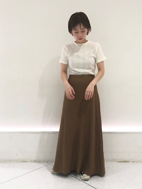 「A part by（アパートバイ）のR/Lセミフレアロングスカート 830726（スカート）」を使った、hikariさん（レディース・153cm）の春コーディネート