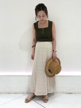 「アパートバイローリーズ」｜「アイテム（帽子）」を使った、hikariさん（レディース・153cm）の夏コーディネート