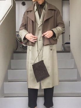 「my beautiful landlet（マイビューティフルランドレット）のアイテム（ライダースジャケット）」を使った、たくろーさん（メンズ・172cm）の秋コーディネート