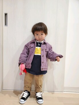 「アイテム（雑貨/ホビー、ピンク系）」を使った、r-kunさん（キッズ・80cm）の冬コーディネート