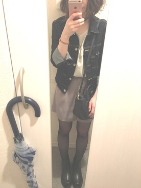 「STUDIOUS（ステュディオス）のアイテム（デニムジャケット）」を使った、りいさん（レディース・158cm）の春コーディネート