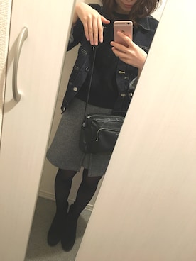 「STUDIOUS（ステュディオス）のアイテム（デニムジャケット）」を使った、りいさん（レディース・158cm）の秋コーディネート
