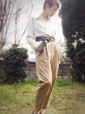 「サッシュベルト」｜「アイテム（その他）」を使った、ayan_nさん（レディース・158cm）の秋コーディネート