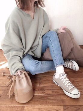 「シャーベットカラー」｜「アイテム（ジャケット/アウター）」を使った、くつまるさん（レディース・161cm）の冬コーディネート