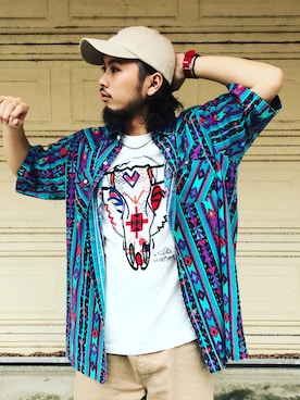 「Desigual（デシグアル）のアイテム（トップス）」を使った、coney11さん（メンズ・170cm）の夏コーディネート
