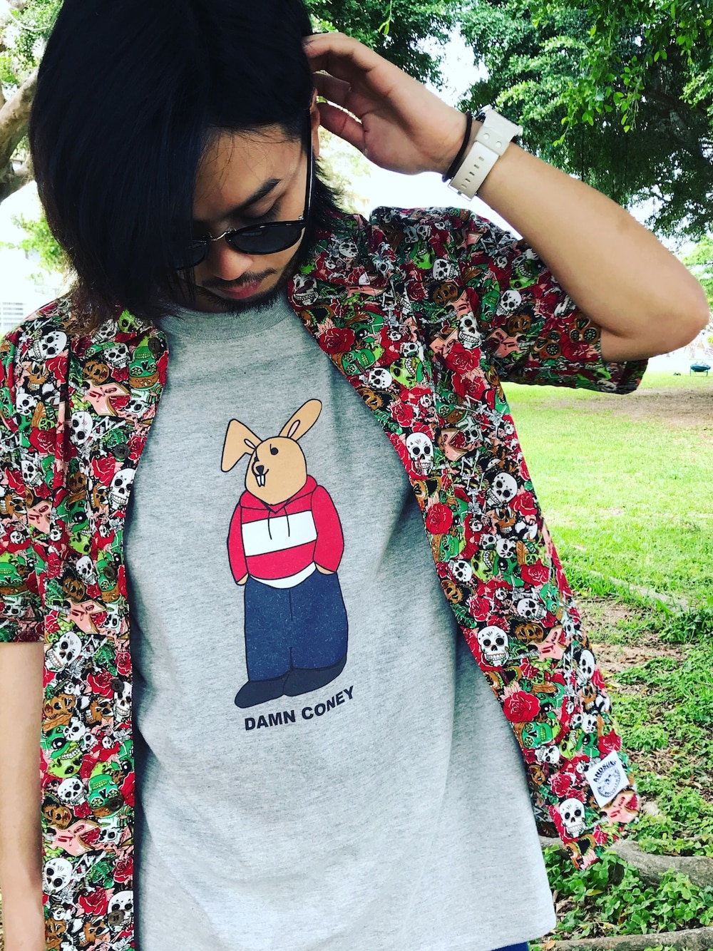 「ANDSUNSのアイテム（シャツ/ブラウス、レッド系）」を使った、coney11さん（メンズ・170cm）の夏コーディネートの1枚目の写真
