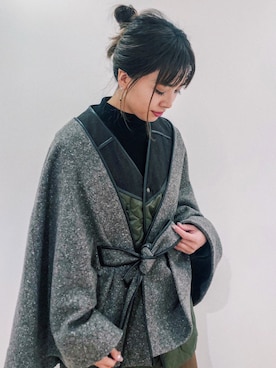 「PUBLIC TOKYO（パブリックトウキョウ）のアイテム（ポンチョ）」を使った、RINさん（レディース・164cm）の冬コーディネート