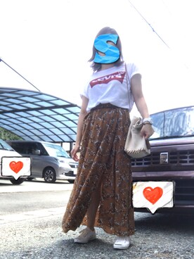 「Levi's（リーバイス）のLevi's/リーバイス バットウィングＴシャツ（Tシャツ/カットソー）」を使った、Sатоко⋆*さん（レディース・156cm）の夏コーディネート