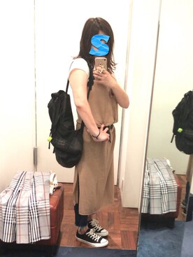 「Ungrid（アングリッド）のインディゴフレイドヘムストスリ（デニムパンツ）」を使った、Sатоко⋆*さん（レディース・156cm）の夏コーディネート