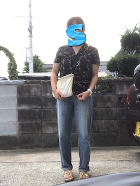 「TODAYFUL（トゥデイフル）のポケットナイロンサコッシュ（ボディバッグ/ウエストポーチ）」を使った、Sатоко⋆*さん（レディース・156cm）の夏コーディネート