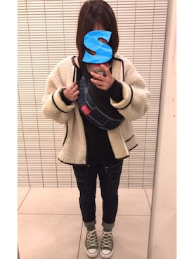 「アイテム（ブルゾン）」を使った、Sатоко⋆*さん（レディース・156cm・30代）の冬コーディネート