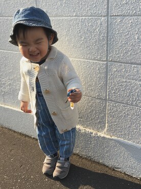 「アイテム（サロペット/オーバーオール）」を使った、ソチャンママさん（キッズ・80cm）の夏コーディネート
