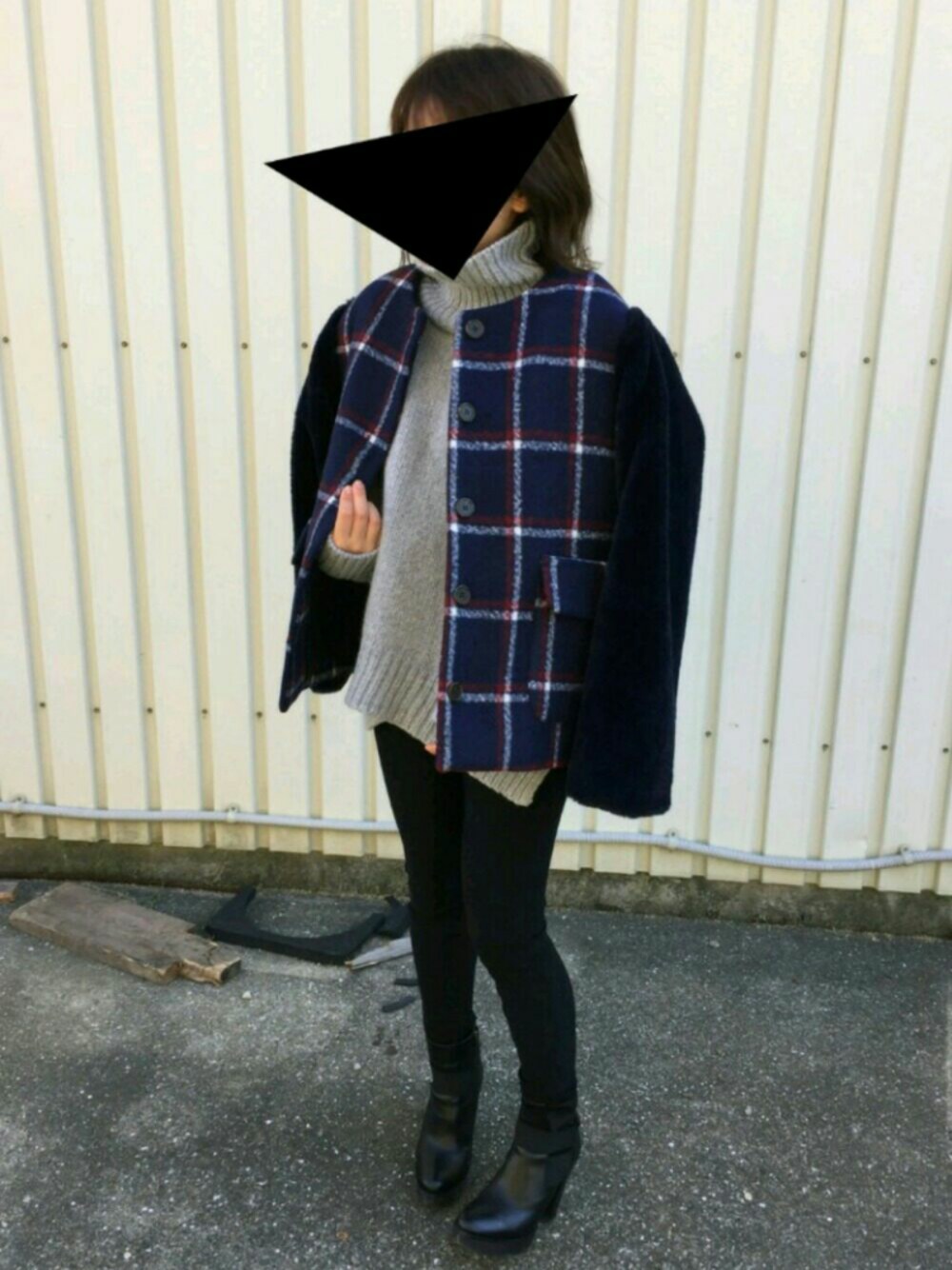 「スタイルナンダ、タートルネック、パンツスタイル、ALBANO、ナルシス」｜「STYLENANDAのアイテム（その他アウター、ブルー系）」を使った、ぱにさん（レディース・152cm）の冬コーディネートの1枚目の写真