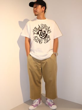 「RIPNDIP（リップンディップ）のアイテム」を使った、LHP福岡店 staffさん（メンズ・165cm）の夏コーディネート