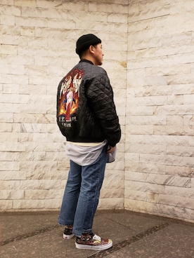 「LONELY/論理（ロンリー）のアイテム（ブルゾン）」を使った、LHP福岡店 staffさん（メンズ・165cm）の春コーディネート