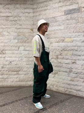 「ワークパンツ」｜「アイテム（オールインワン・サロペット）」を使った、LHP福岡店 staffさん（メンズ・165cm）の秋コーディネート