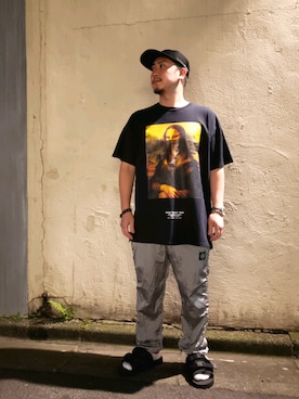 「MAGIC STICK（マジックスティック）のアイテム（帽子）」を使った、LHP福岡店 staffさん（メンズ・165cm）の夏コーディネート