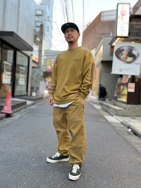 「BlackEyePatch（ブラックアイパッチ）のアイテム（パンツ）」を使った、LHP福岡店 staffさん（メンズ・165cm）の春コーディネート