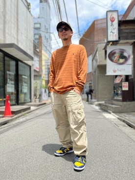 「Carhartt WIP（カーハートダブリューアイピー）のアイテム（トップス）」を使った、LHP福岡店 staffさん（メンズ・165cm）の夏コーディネート