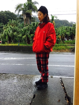 「FRED PERRY（フレッドペリー）のアイテム（ナイロンジャケット）」を使った、senaさん（レディース・150cm）の秋コーディネート