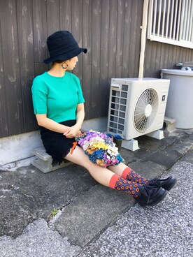 「ポールスミス」｜「アイテム（アクセサリー）」を使った、senaさん（レディース・150cm）の夏コーディネート