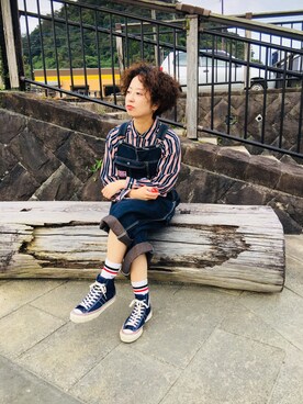 「Wrangler」｜「アイテム（オールインワン・サロペット）」を使った、senaさん（レディース・150cm）の秋コーディネート