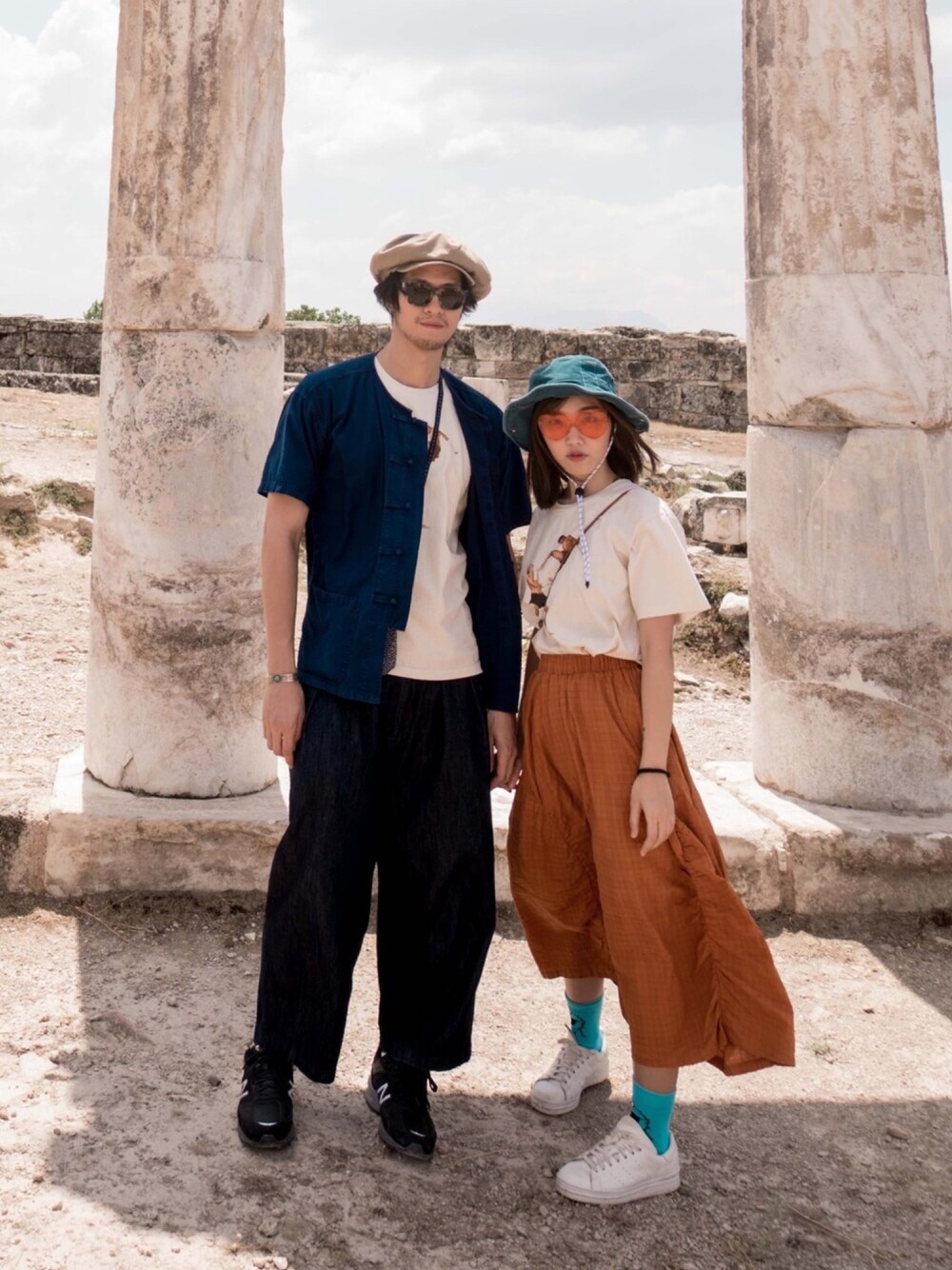 「HUNTER、夏、ootd、outfit、orange、summer、couple、turkey、WEARBOOKエントリー、lookbook」｜「H&Mのアイテム（ソックス/靴下、ブルー系）」を使った、Bernice Sioさん（レディース・163cm）の夏コーディネートの1枚目の写真