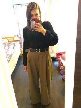 「DHOLIC（ディーホリック）のアイテム（ベルト）」を使った、michelleさん（レディース・158cm）の春コーディネート