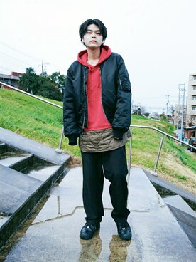 「MR.GENTLEMAN（ミスタージェントルマン）のアイテム（パーカー）」を使った、kotaro furusawaさん（メンズ・167cm）の春コーディネート