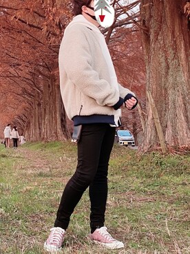 「UNIQLO（ユニクロ）のWOMEN ウルトラストレッチジーンズ（デニムパンツ）」を使った、yuyaさん（メンズ・167cm）の冬コーディネート