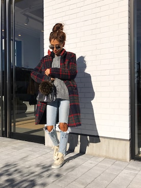 「アイテム（ダウンジャケット/コート、その他）」を使った、Risa Konomiさん（レディース・155cm）の冬コーディネート