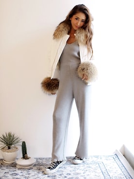 「アイテム（オールインワン・サロペット）」を使った、Risa Konomiさん（レディース・155cm）の冬コーディネート