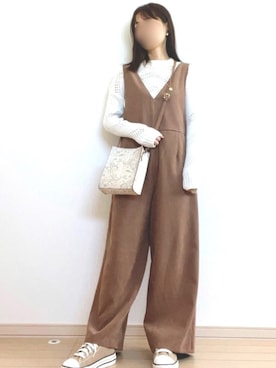 「155㎝コーデ」｜「アイテム（サロペット/オーバーオール）」を使った、hana☆さん（レディース・155cm）の春コーディネート