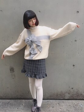 「アイテム（ブーツ、パープル系）」を使った、ﾅﾂｷさん（レディース・165cm）の冬コーディネート