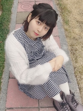 「アイテム（ブーツ、パープル系）」を使った、ﾅﾂｷさん（レディース・165cm）の冬コーディネート