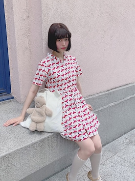 「merry jenny（メリージェニー）のアイテム（シャツワンピース）」を使った、ﾅﾂｷさん（レディース・165cm）の夏コーディネート