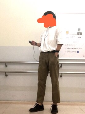 「RAGEBLUE（レイジブルー）のスクエアバックルベルト/770418（ベルト、ブラック系）」を使った、HIROKIさん（メンズ・175cm）の秋コーディネート