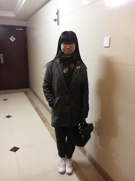 「Levi's（リーバイス）のアイテム（チェスターコート）」を使った、ジェーン ちゃんさん（レディース・158cm）の冬コーディネート