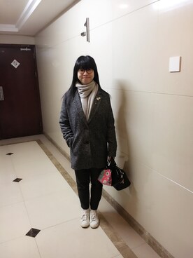 「Levi's（リーバイス）のアイテム（チェスターコート）」を使った、ジェーン ちゃんさん（レディース・158cm）の冬コーディネート