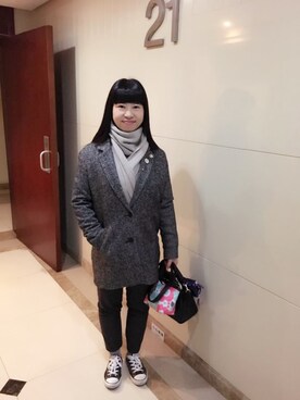 「Levi's（リーバイス）のアイテム（チェスターコート）」を使った、ジェーン ちゃんさん（レディース・158cm）の冬コーディネート