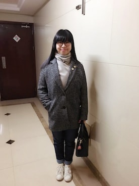 「Levi's（リーバイス）のアイテム（チェスターコート）」を使った、ジェーン ちゃんさん（レディース・158cm）の冬コーディネート