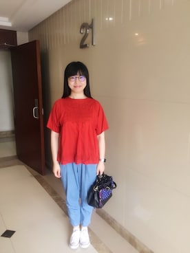 「通勤コーデ」｜「アイテム（雑貨/ホビー）」を使った、ジェーン ちゃんさん（レディース・158cm）の夏コーディネート