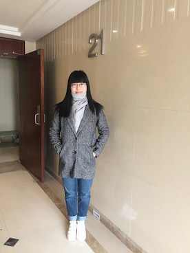 「Levi's（リーバイス）のアイテム（チェスターコート）」を使った、ジェーン ちゃんさん（レディース・158cm）の冬コーディネート
