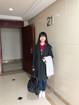 「RAY CASSIN（レイカズン）のアイテム（チェスターコート）」を使った、ジェーン ちゃんさん（レディース・158cm）の秋コーディネート