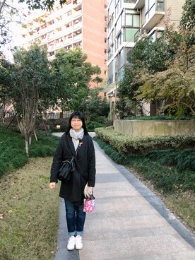 「RAY CASSIN（レイカズン）のアイテム（チェスターコート）」を使った、ジェーン ちゃんさん（レディース・158cm）の冬コーディネート
