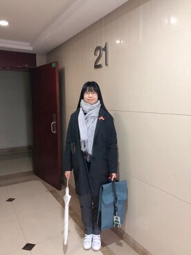 「RAY CASSIN（レイカズン）のアイテム（チェスターコート）」を使った、ジェーン ちゃんさん（レディース・158cm）の冬コーディネート